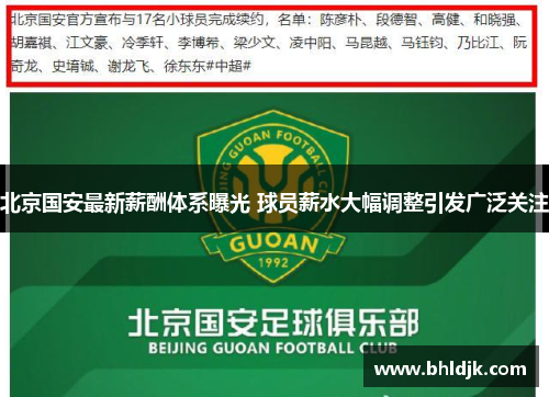 北京国安最新薪酬体系曝光 球员薪水大幅调整引发广泛关注